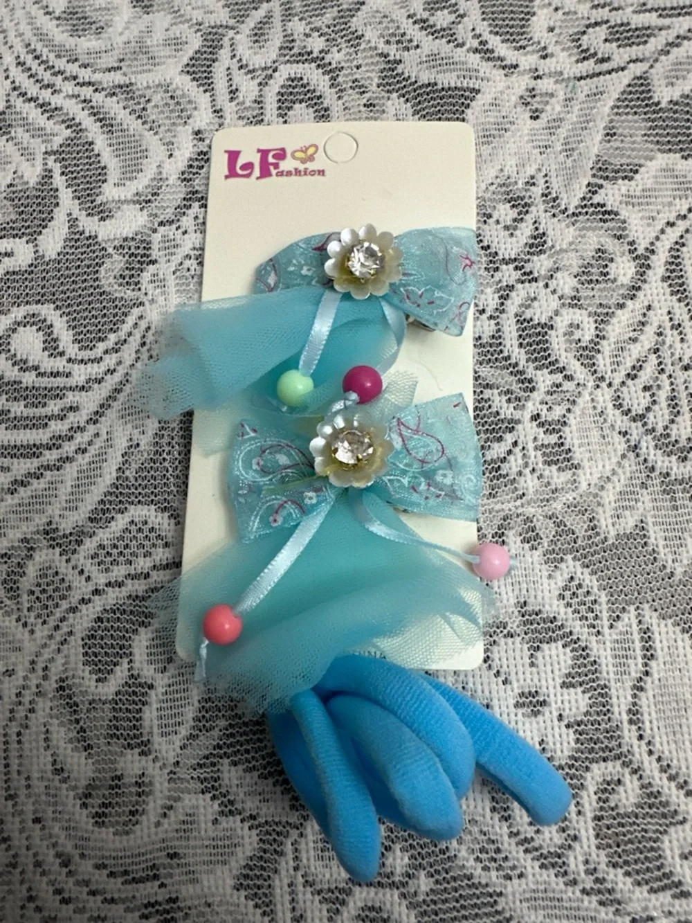 Girls Hair Accessories Set 🎀 5pc Bows & Elastic Hair Ties Cute